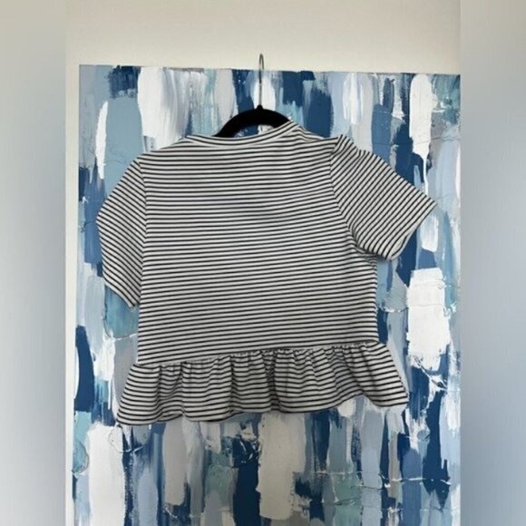 H&M Black and White Striped Peplum Crop Top - Going Out Tops for Women - Summer - Picture 3 of 4